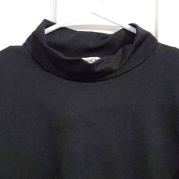 Restricted Area Black High Neck Minimalist Boho Chic Jersey Top - Picture 2 of 4